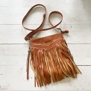 Roxy Boho Vegan Leather Fringe Crossbody Bag
